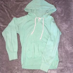 Seaweed Green Braided Crop Hoodie